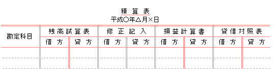 ８桁精算表